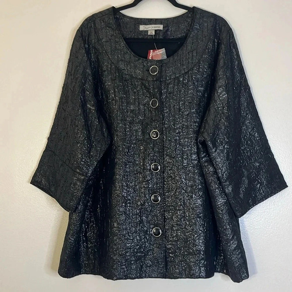 Soft by Avenue | NEW textured shimmery black blazer/jacket Women’s size 26/28 - Picture 1 of 10